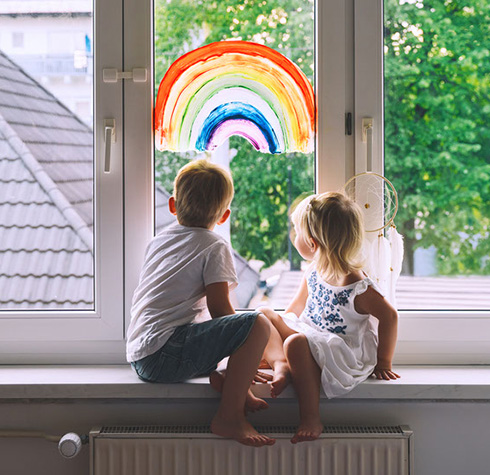 Children enjoy a scenic view