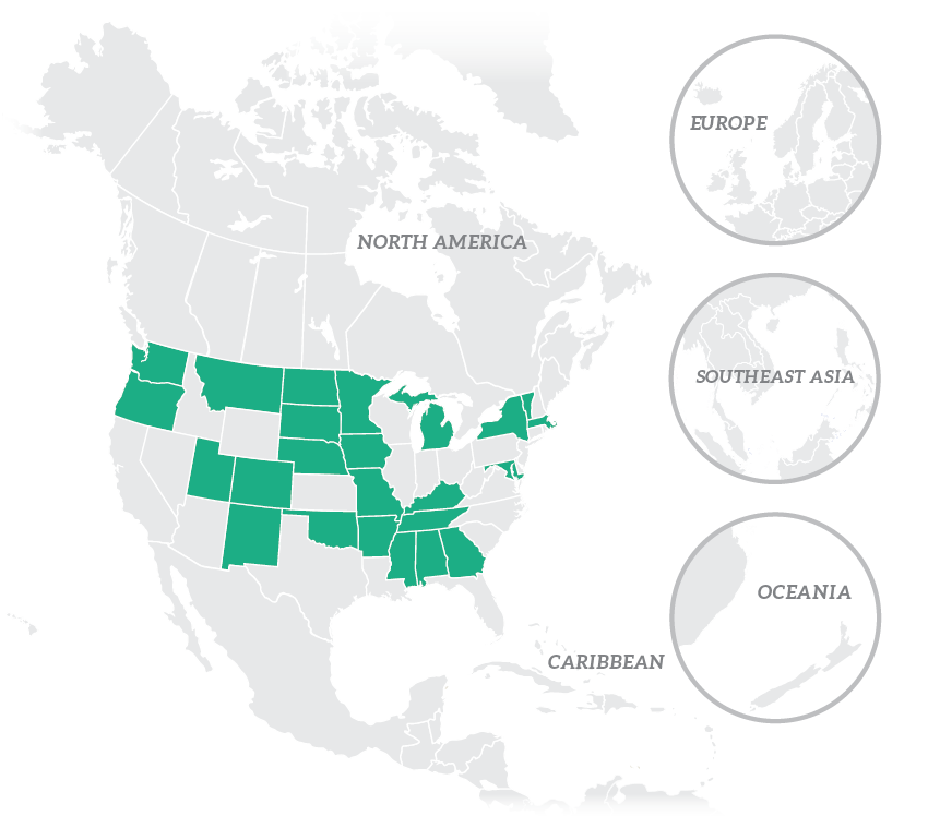 Map showing location of FAST government agency clients around the world